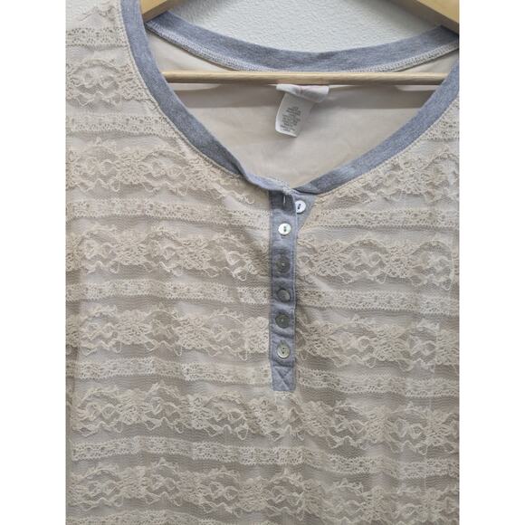 Self‎ Esteem lace Henley top size Large feminine y2k - Picture 3 of 9
